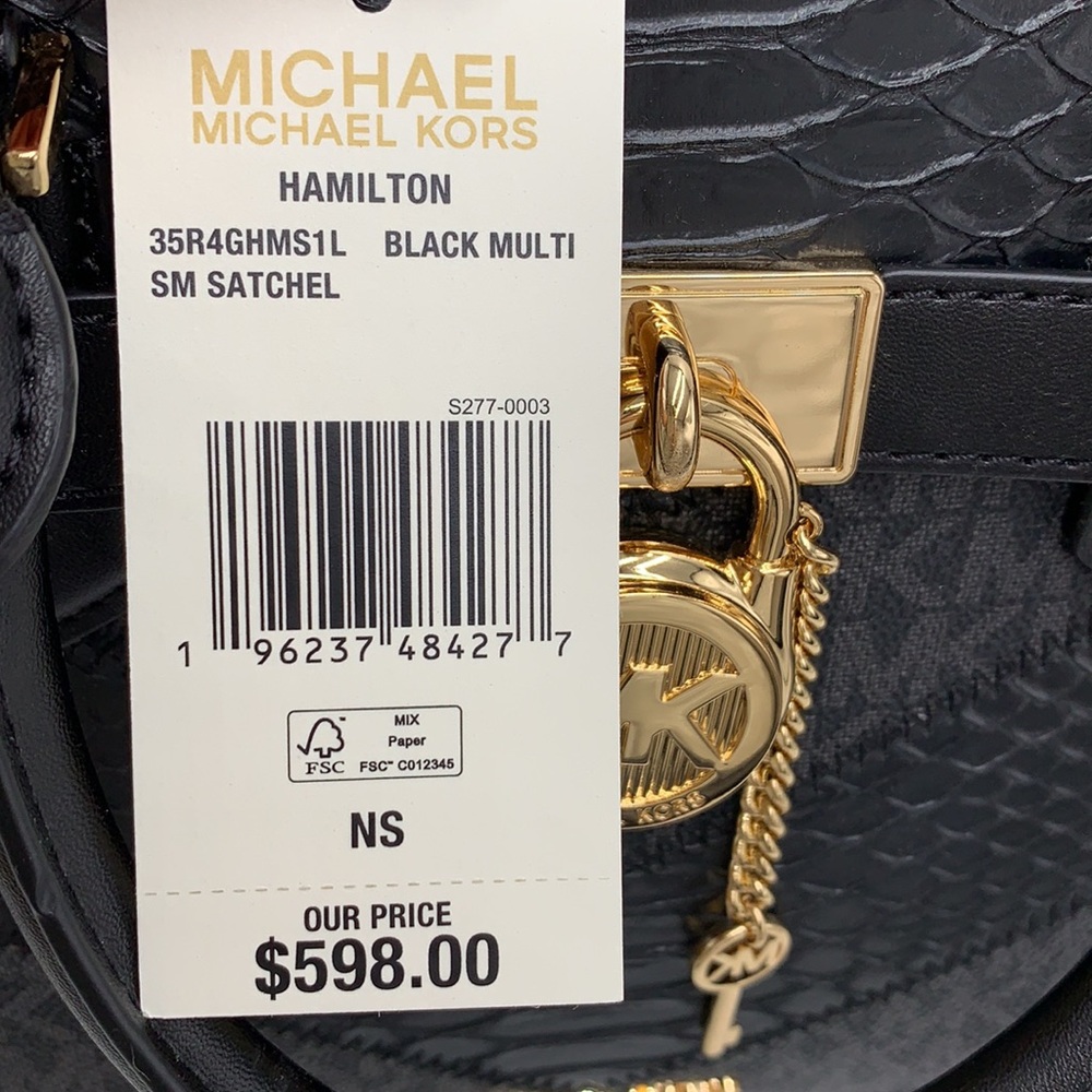 Michael Kors Hamilton Small Satchel Shoulder Crossbody Bag Black Multi N… - Picture 15 of 15